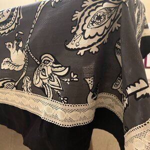 Anthropologie tablecloth table linen floral lace animals birds squirrels